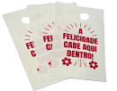 SACOLA PIGMENTADA 20 X 30 BRANCA IMP. MODELO FELICIDADE - FARDO COM 10 PACOTES (50 UND POR PACOTE)