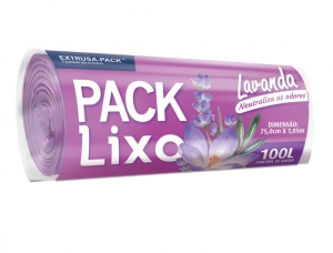 PACK LIXO LAVANDA 100 LITROS FARDO COM 10 ROLOS (15 UN POR ROLO)