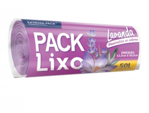 PACK LIXO LAVANDA 50 LITROS FARDO COM 10 ROLOS (30 UN POR ROLO)