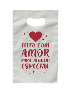 SACOLA PIGMENTADA 20 X 30 BRANCA IMPRESSA - FARDO COM 10 PACOTES (50 UND POR PACOTE)