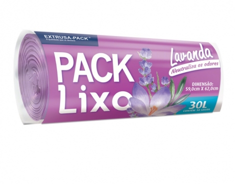 PACK LIXO LAVANDA 30 LITROS FARDO COM 10 ROLOS (30 UN POR ROLO)