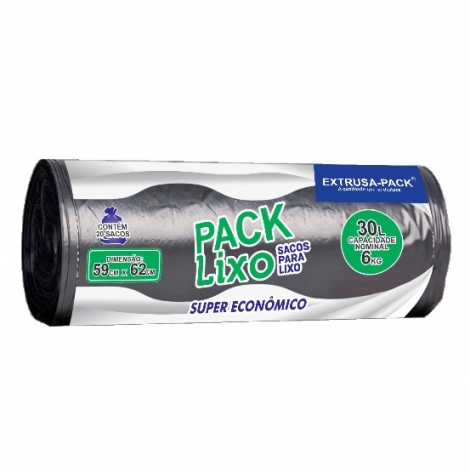 PACK LIXO SUPER ECONOMICO 30 LITROS PRETO FarDo com 20 rolos (20 UN por rolo)