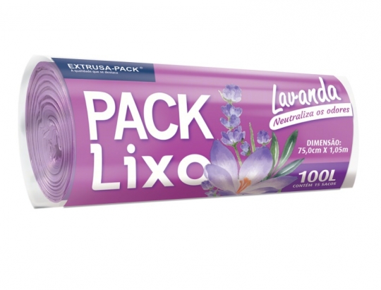 PACK LIXO LAVANDA 100 LITROS FARDO COM 10 ROLOS (15 UN POR ROLO)