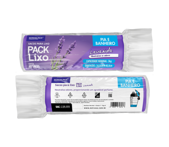 PACK LIXO LAVANDA PIA E BANHEIRO 34X38 CX 24X40 UN