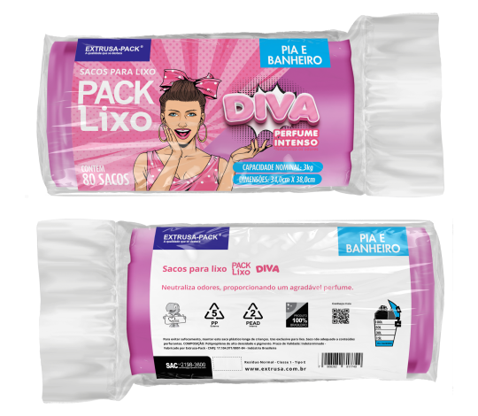 PACK LIXO DIVA PIA E BANHEIRO 34X38 ROSA - FD.20X80UN