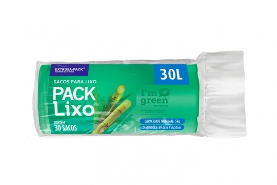SACO DE LIXO IM GREEN 30 LITROS VERDE (59X62 CM) – FARDO COM 10 ROLOS (30 UND POR ROLO)